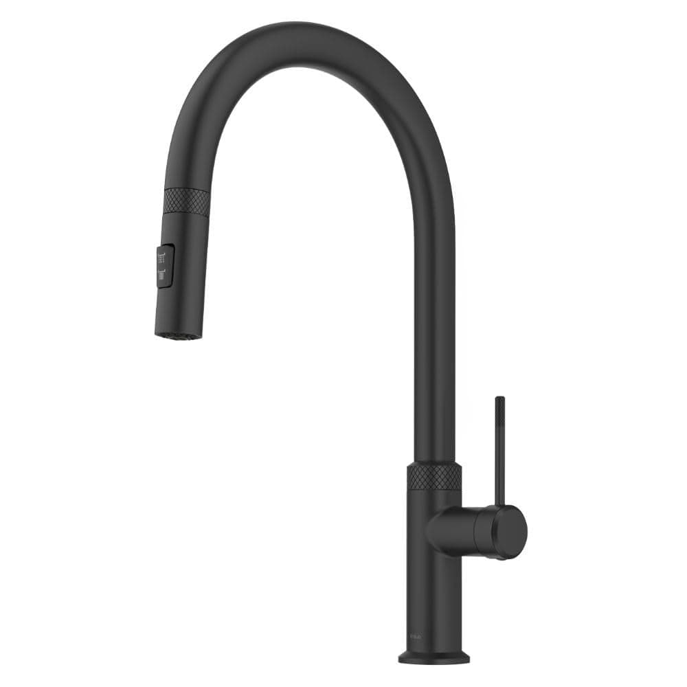 KRAUS Oletto Modern Industrial PullDown Single Handle Kitchen Faucet in Matte Black KPF2654MB