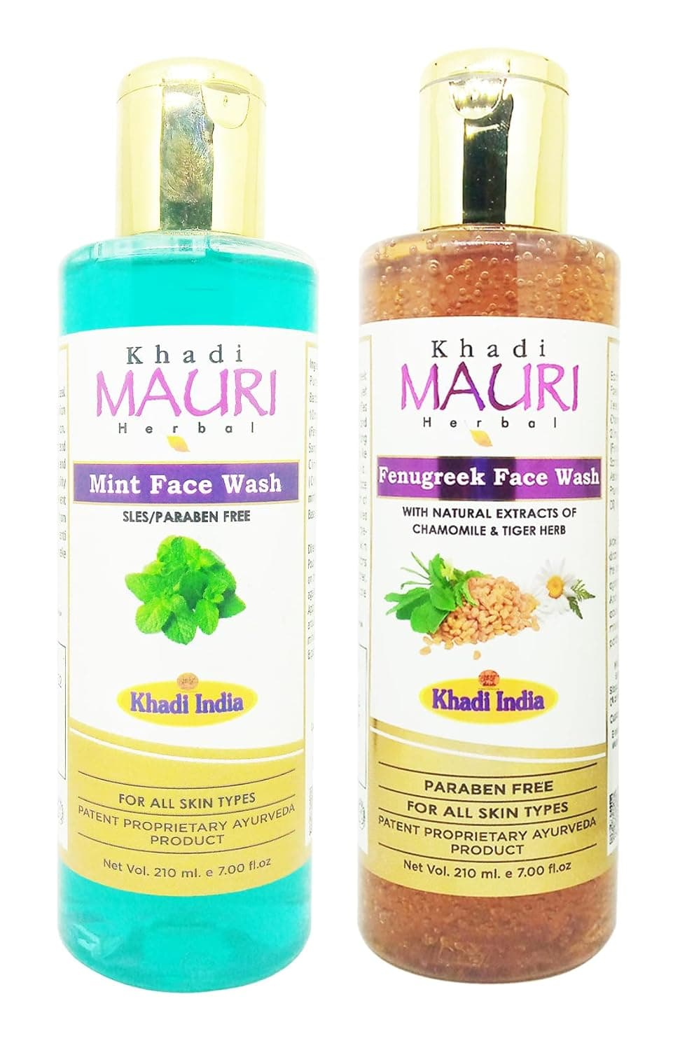 Khadi Mauri Fairness Mint Fenugreek face wash Pack of 2 420ml