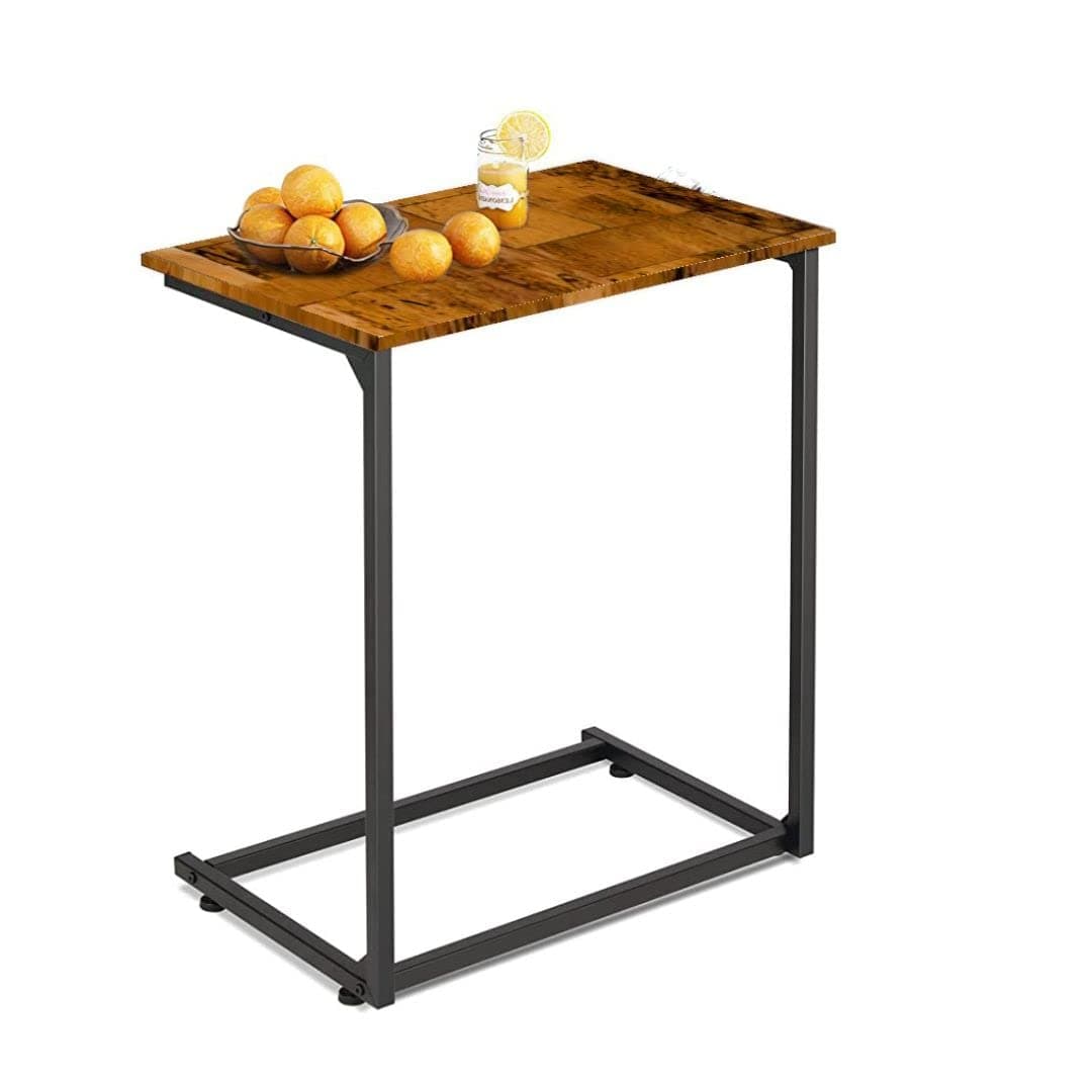 Ventuos Sofa Side Table C Laptop Table End Table Work in Bed or on The Sofa Simple Structure Stable for Living Room Industrial Style Rustic Brown WoodMetal