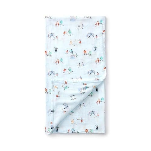 Loulou Lollipop Muslin Swaddle Blanket for Baby Boy & Baby Girl – Soft Breathable Muslin Wrap, 47"x47" Receiving Blanket for Newborn & Toddler - Ice Hockey