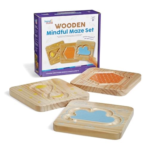 hand2mind Wooden Mindful Maze Set Tactile Sensory Toys for Toddlers Calm Down Corner Supplies Mindfulness for Kids Occupational Therapy Toys Quiet Fidgets for Classroom for Kids