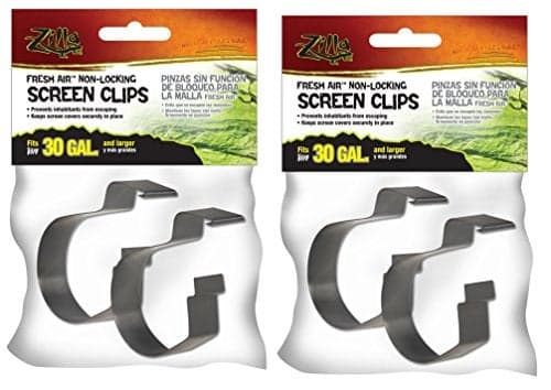 Zilla (4 Pack) Reptile Terrarium Covers Non-Locking Screen Clips, 30G+