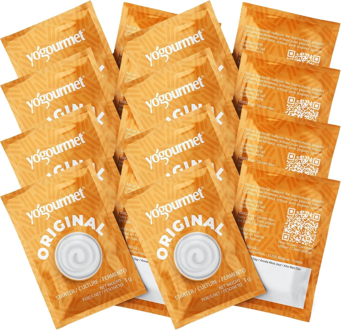 Yogourmet Yogurt Starter - 16 Pack Bulk Version for Homemade Yogurt - All Natural, Gluten Free, Kosher, Halal - 3g Sachets