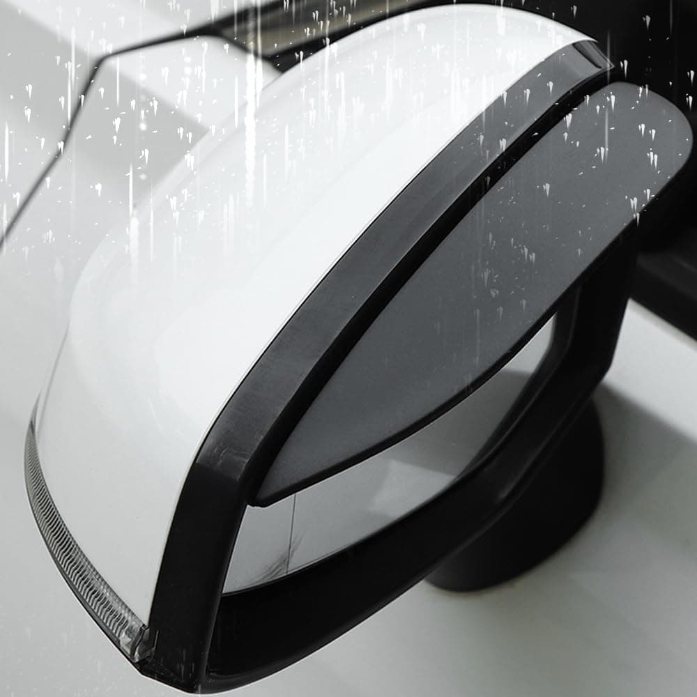 Pincuttee 2PC Side Mirror Visor Rain GuardsCar Rear View Mirror Rain CoverSilicone Rain ShieldMirror Cover Rubber Visor GuardSolidBlack2Pack