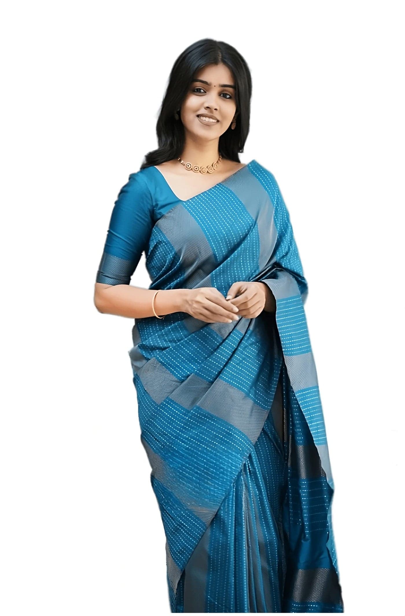 Sidhidata Women's Kanjivaram Banarasi Jacquard Silk Saree With Unstitched Blouse Piecee (Silk Heritagee Sky Blue_Sky Blue_Free Size)