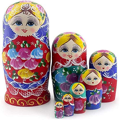 Starxing Russian Nesting Dolls Wood Matryoshka Stacking Set of 7 Handmade Toys for Children Kids Adults Easter Mothers Day Birthday Christmas Halloween Home Room Decoration Gift
