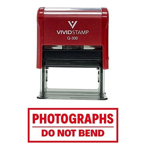 Photographs DO NOT Bend Self Inking Rubber Stamp (Red Ink) - Large