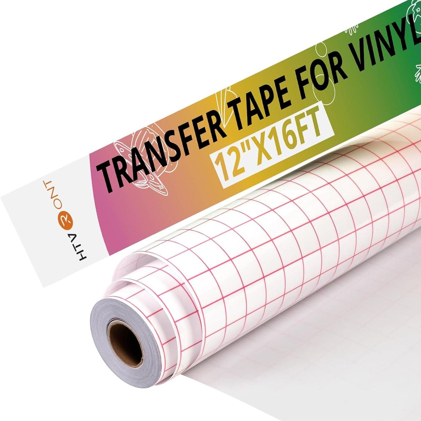 HTVRONT Transfer Tape for Vinyl 12 x 16 FT wRed Alignment Grid Transfer Paper Medium Tack Vinyl Transfer Tape for Signs Stickers Decals Walls Doors Windows