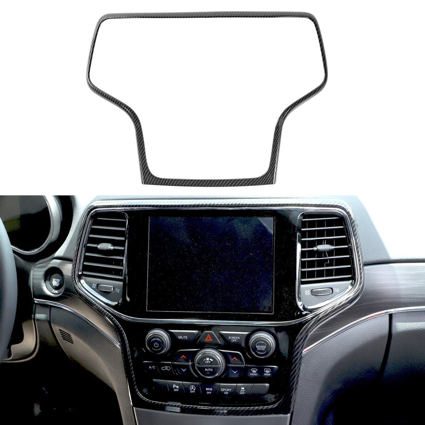 Tocatus Center Console Navigation GPS Radio Panel Trim Interior Accessories for 20142021 Jeep Grand Cherokee ABS Carbon Fiber 1pc