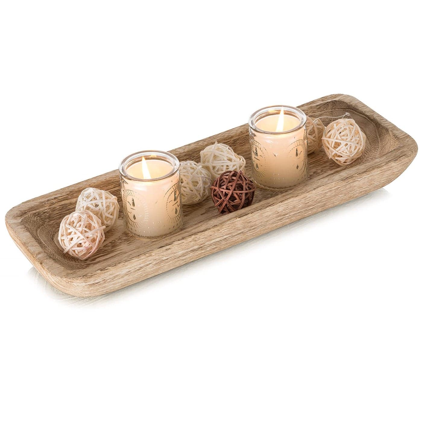 Romadedi Decorative Bowls for Home Decor Wooden Dough Bowl for Decor 16 Large Wood Bowl for Kitchen Table Centerpieces Long Narrow Wooden Tray for Dining Table Decor Centerpiece