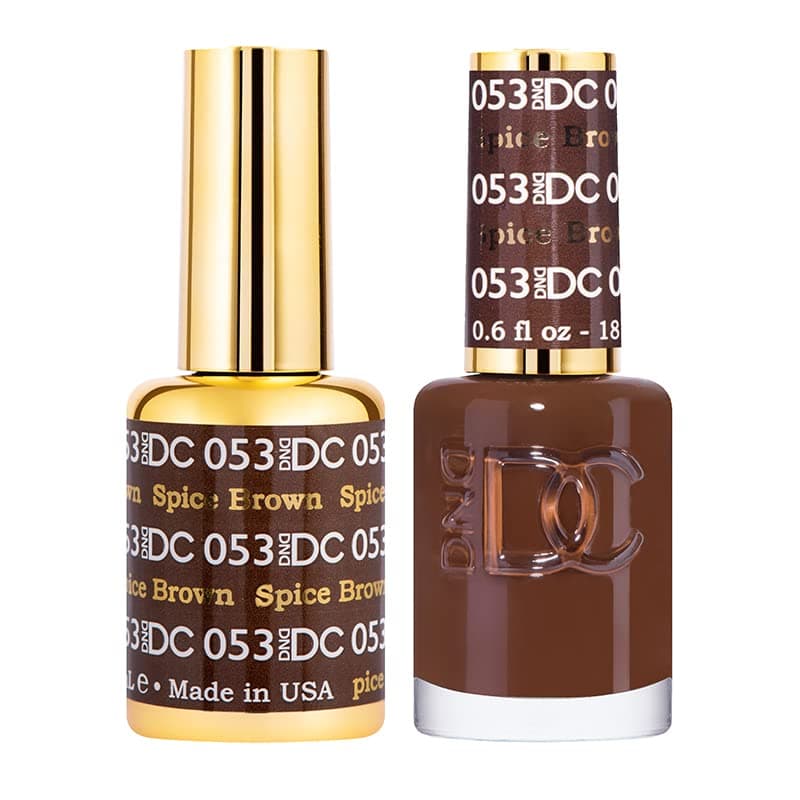 DND DC Gel Polish Set Brown Collection UVLED Gel Polish and Air Dry Nail Lacquer Matching ChipFree Polish Duo 053 Spiced Brown 05 Fl Oz