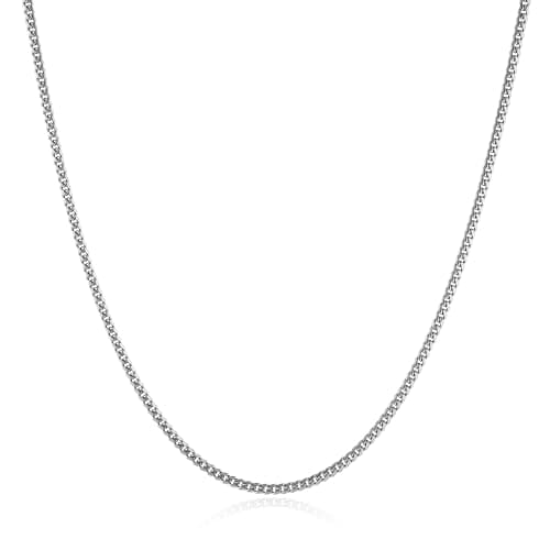 HZMAN 3.5mm Cuban Chain for Men Stainless Steel Men's Silver Chain Diamond Cut Hip Hop Link Chains Necklace 16-30 Inch (20in)