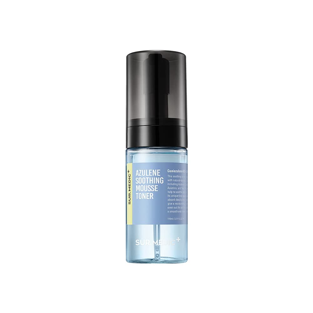 SURMEDIC Azulene Moisturizing Soothing Mousse Toner Hydrating Glowing Calming Bubble Toner for Sensitive Dry Dull Skin Korean Skin Care 371 oz 110ml