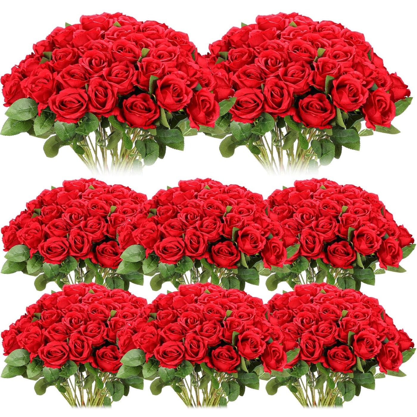 Hotop 80 Pcs Rose Artificial Flowers Bulk with Long Stem Silk Roses Realistic Fake Flowers Bouquet for Wedding Table Centerpieces Bridal Shower Party Home DecorationsRed