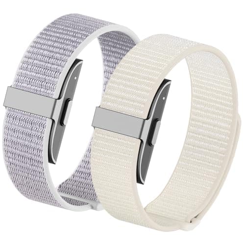 Vigamen 2 Pack Nylon Loop Sport Hume Band Replacement Strap Compatible with Hume Health Band,Adjustable Wrist Band Women Men,Breathable Wristband for Hume Bands Fitness Tracker,Starlight+Sea Shell