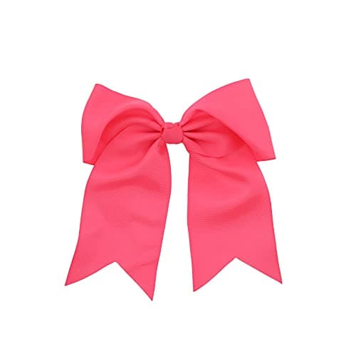 Jumbo Bow Clip with Tails Neon Pink