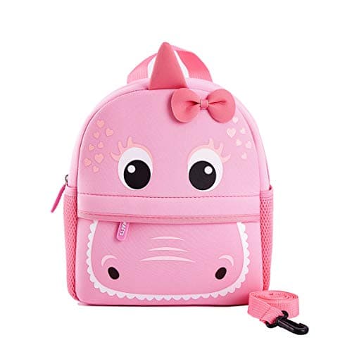 KK CRAFTS Preschool Toddler Backpack with Leash 3D Cute Cartoon Neoprene Animal Schoolbag for Kids Boys GirlsPink Dinosaur