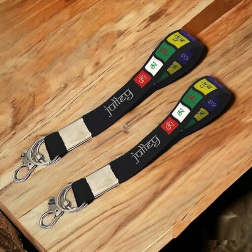 BHAJANLAL GREENERY Polyester Tibetan Ladakh Prayer Words Lanyard Keychain with Ring | Hold Your Car, Bike, Home & Office Keys | A Key Hook To Hold Your ID Card | Black, Pack Of 2