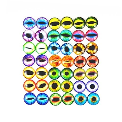 Julie Wang 20mm 40pcs Mixed Style Dragon Eyes Round time gem cover Glass Cabochon Dome Jewelry Finding Cameo Pendant Settings