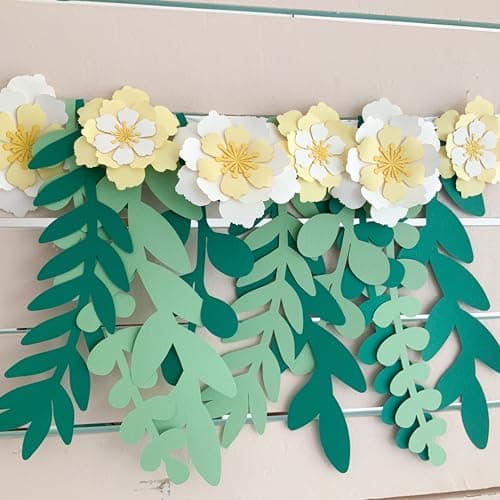 Pinfliers Flower, Jungle Theme Decoration for Boys,Girls,Kids/Welcome Baby Home, Baby Shower/Backdrop Pooja Room Festival Décor/Ugadi Decorations Items/6 Paper Flowers, 10 Leaves/60 Length/Multicolor