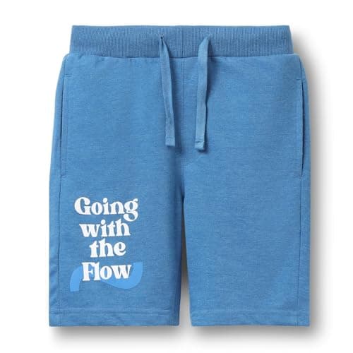 Alan Jones Clothing Boys Casual Bermuda Shorts | Placement Print | French Terry | Regular Fit | Drawstring Closure | Age 5 16 Years | Lounge & Casual Wear (Blue Melange_7-8 Years)