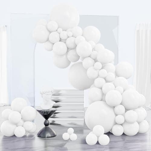 PartyWoo White Balloons 85 pcs Different Sizes Pack of 18 12 10 5 Inch Matte White Latex Balloon Arch Kit Garland for Wedding Bridal Graduation Baby Shower Birthday Party Decorations WhiteY13