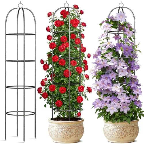 CL FUN Metal Trellis for Climbing Plants Outdoor, 2026 Upgrade 100% Metal with Powder Coating, Rose, Flowers, Grape, Pea, Cucumber Tomato Cage - 6.3 FT Freestanding Plant Support