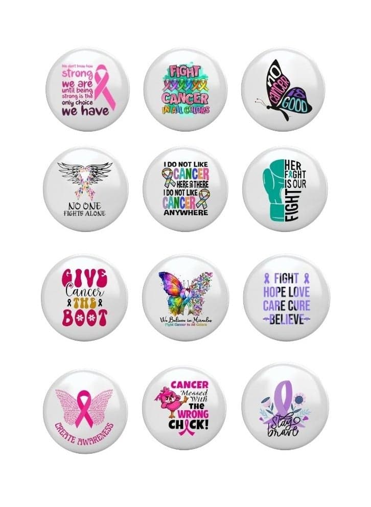 World Cancer Awareness Button Badge-Awareness Pins For Adults-Round Cancer Brooch Badge Pins For Survivor-Versatile Accessory For Backpacks,Jackets, Or Hat-Perfect For Adults And Kids