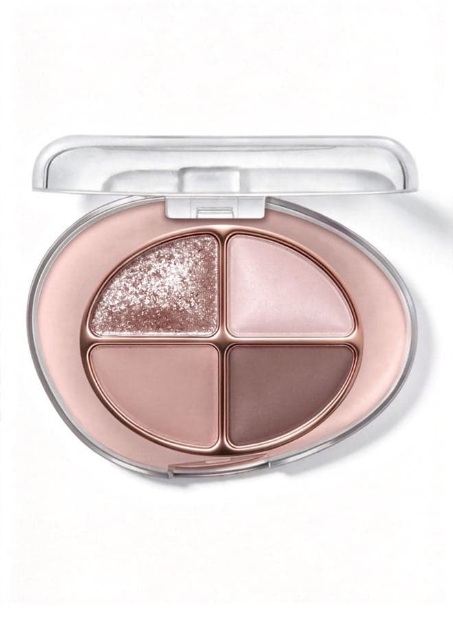 4-Color Eyeshadow Palette | Matte & Shimmer Nude Latte Brown | High Pigment & Long-Lasting | Portable Pocket Size | Everyday Natural Makeup
