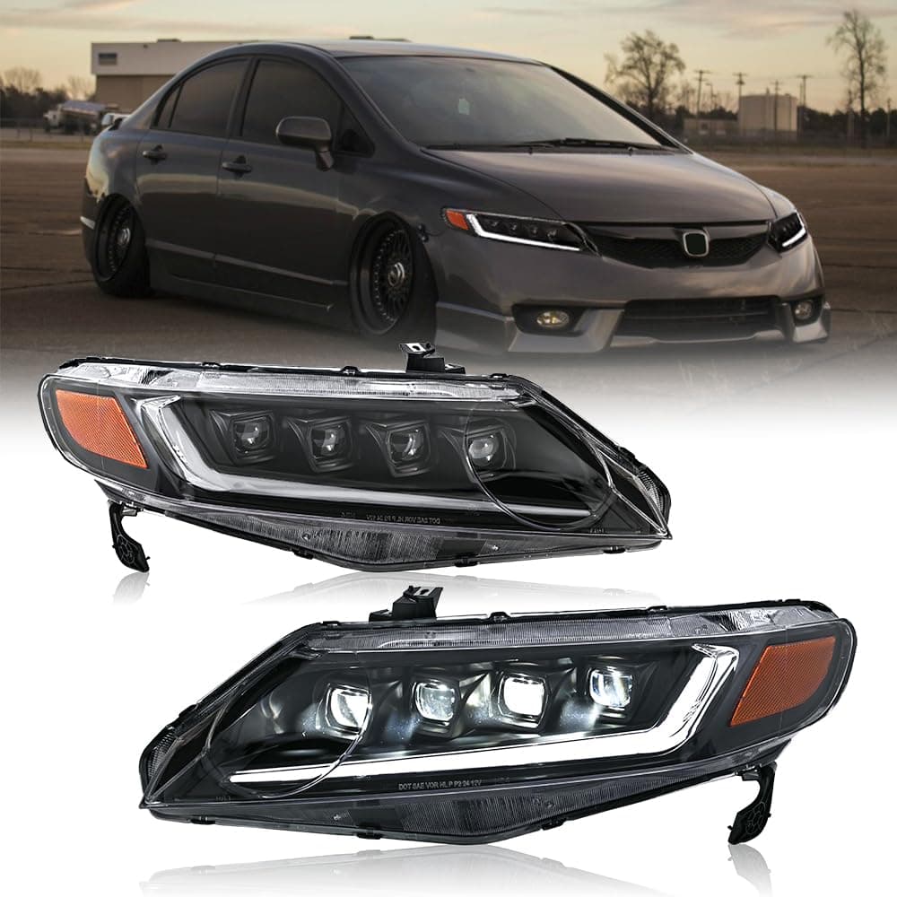 T T-ABC LED Headlights for Honda Civic 2006-2011 Quadruple Beam