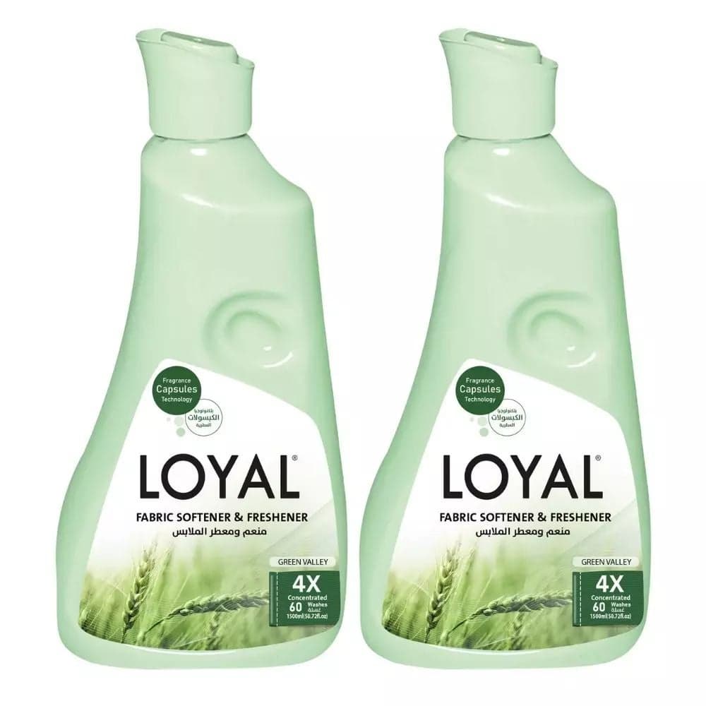 Loyal Fabric Softener and Freshener Green Valley 4X Concentrated Liquid- 2X1500ml