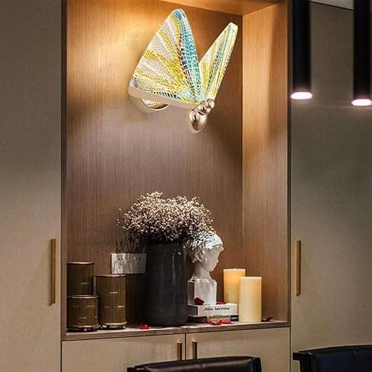 kinis Creative with Golden Deer Led Wall Lamp for Wall/Led Wall Light/Led Wall Scone to décor Your Home/Living Room/Bedroom/Cafe, Round Shape, (3 Color in One) Yellow, White and Natural White