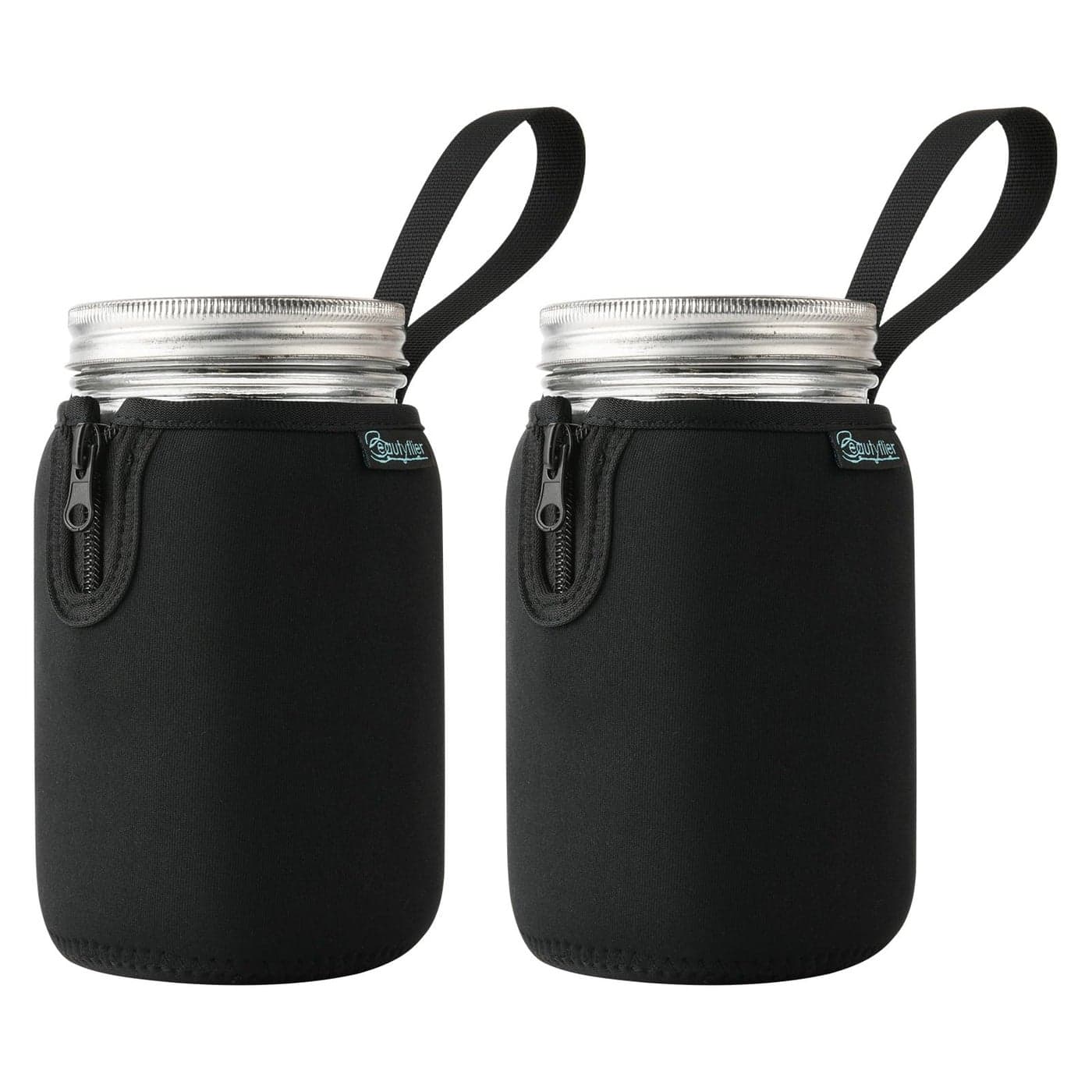 Beautyflier Mason Jars 32oz Wide Mouth Sleeve Regular Mouth Mason Jars Insulators Drinking Glass Coolers Sprouting Jars Blackout Sleeve Black