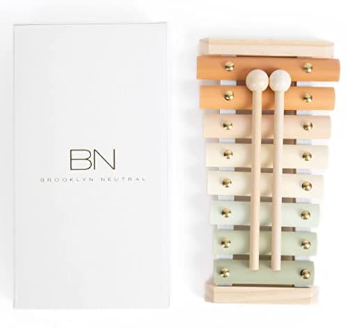 Brooklyn Neutral Xylophone Montessori Musical Toy for Toddlers and Young Kids with a Modern Boho Aesthetic Perfect in a Nursery Playroom or as a Gender Neutral Baby and Birthday Gift
