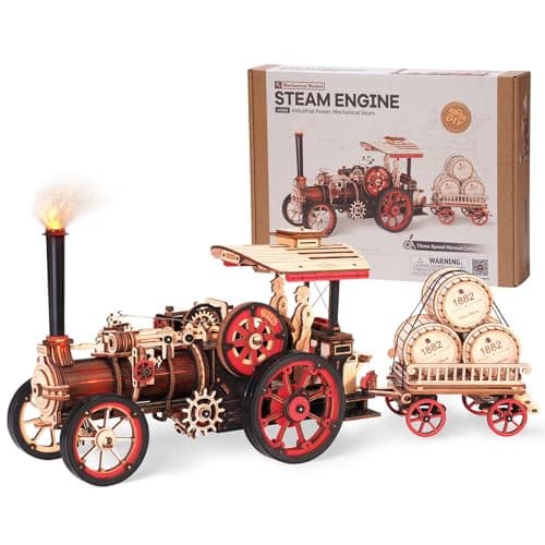 Wowood 3D Wooden Puzzles for Adults Steam Locomotive Model Cars Kits for Adults 3D Wood Puzzle Adult Valentines Day Gift Model Building Kits TrainHobbiesCrafts