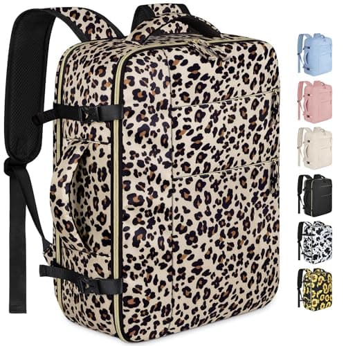 Capolo Travel Backpack for Women Men Waterproof Laptop Backpack Airlines Approved Carry On Backpack Bag Computer Bookbag for Business, Work, Traveling Fits 17 Inch Laptop(Leopard)
