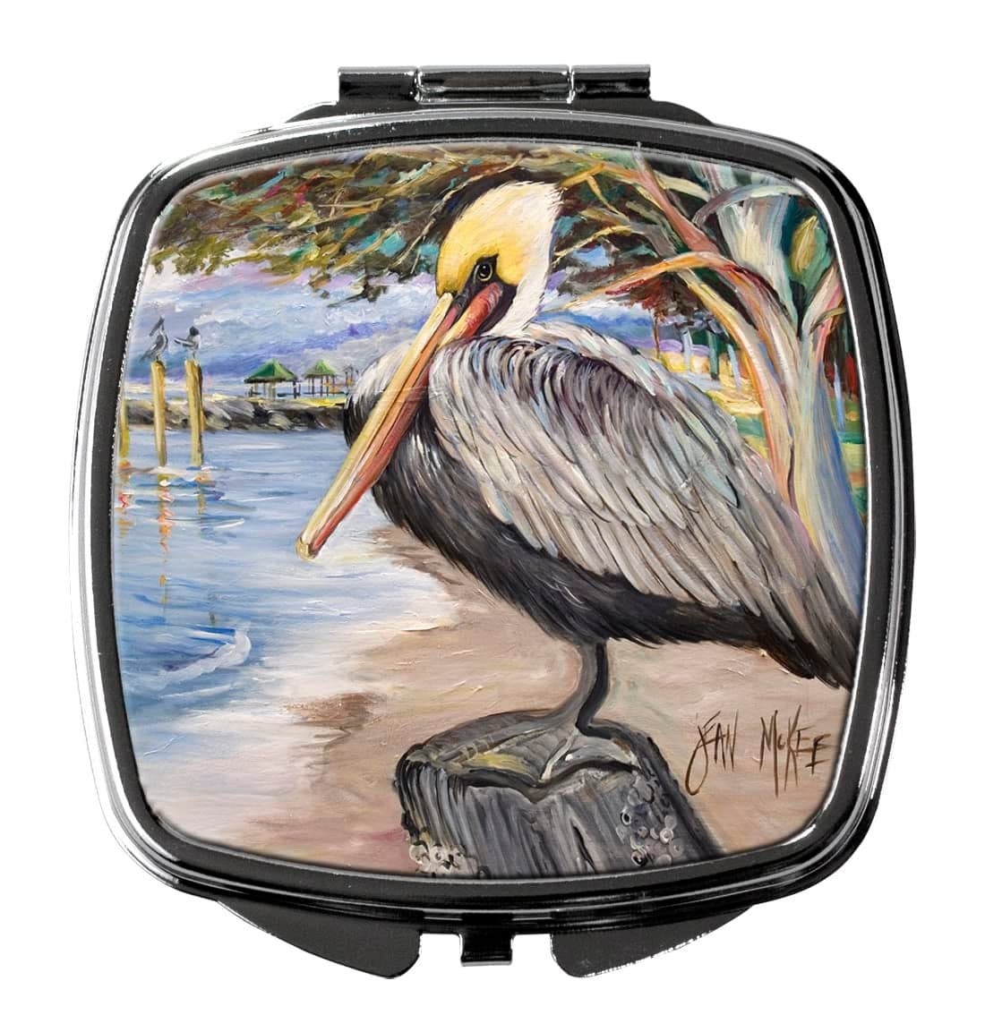 Caroline's Treasures JMK1218SCM Pelican Bay Compact Mirror Decorative Travel Makeup Mirror for Women Girls Gifts Pocket Makeup Mirror Folding Handheld