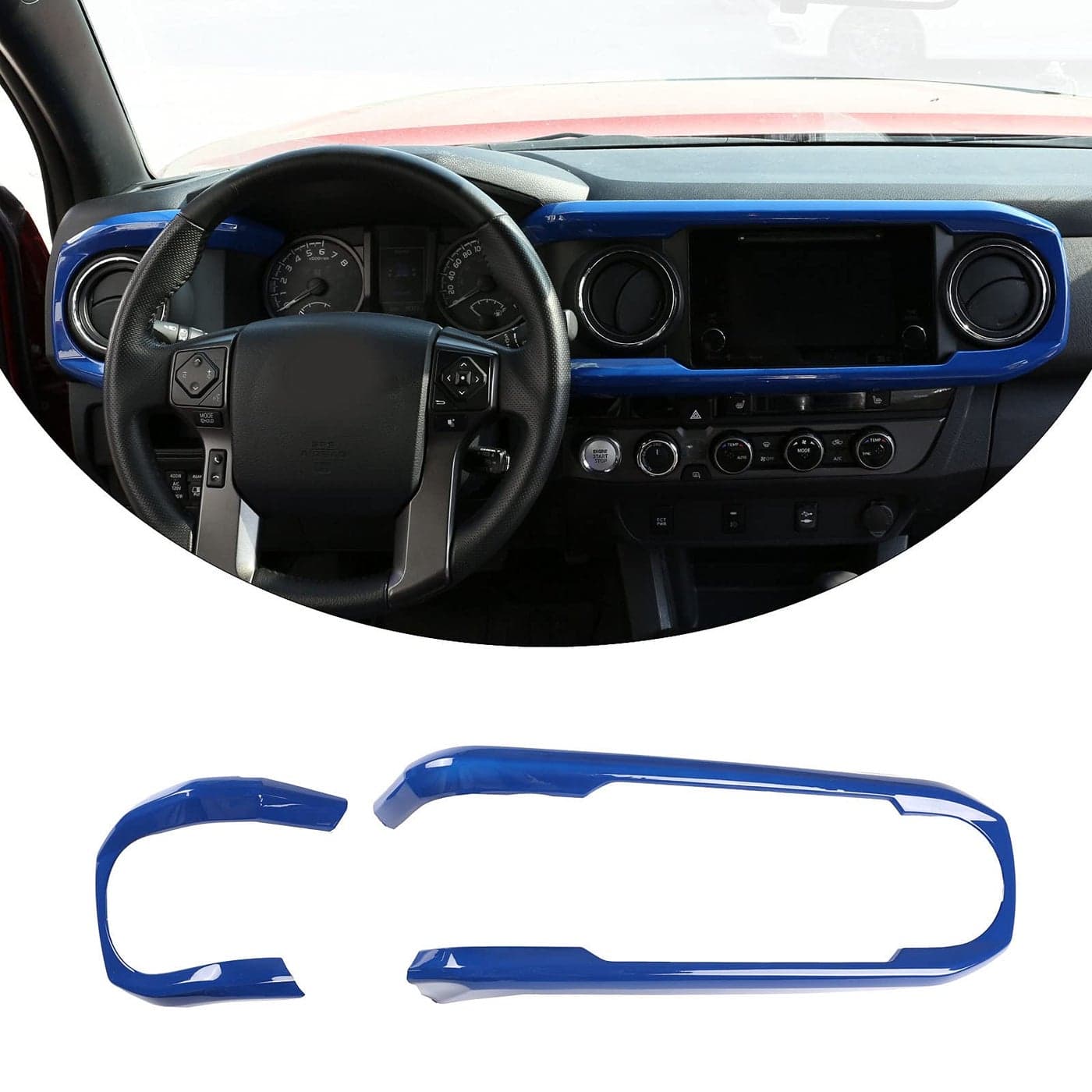 Car ABS Inner Look Central Console Dashboard Panel Cover Trim Fit for Toyota Tacoma 2016 2017 2018 2019 2020 2021 2022 2023 Console Dashboard Decorative Border Frame Blue