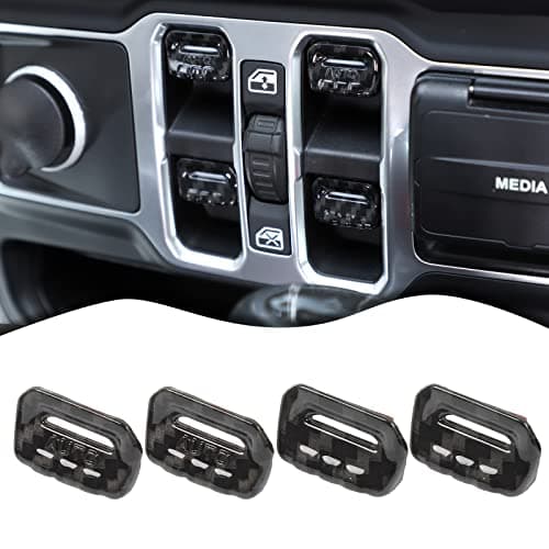 4PCS Window Switch Button Cover Trim Carbon Fiber Interior Accessories for Jeep Wrangler JL JLU Gladiator JT 2018-2024