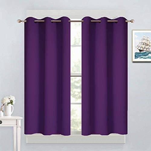 Yakamok Blackout Curtains Room Darkening Thermal Insulated Grommet top Window Curtains for Living Room 38 x 45 Inch Purple Set of 2