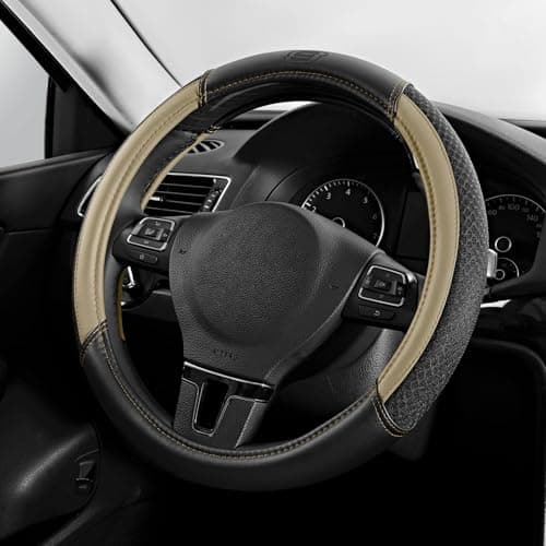 Skechers AirCooled Steering Wheel CoverLeather Car Steering Wheel Cover Universal Fit 14 1215 Car Wheel Protector for Men Women Fit SuvsVansSedansCarTrucksBeige