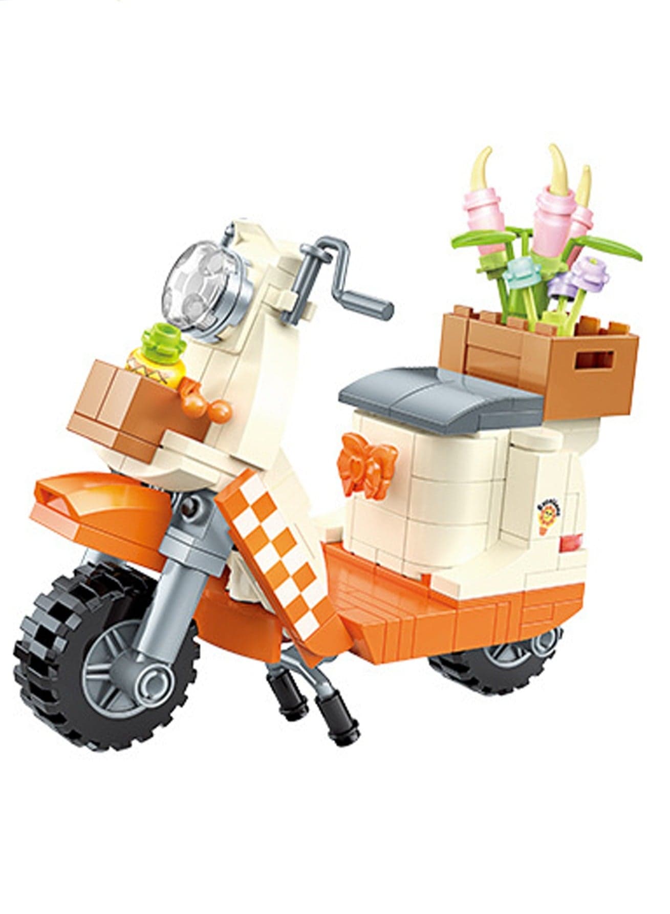 Flower Pedal Small Motorcycle Model Set Building Blocks Creative Diy Assembly Building Assembly Toys Children Adult Home Decoration