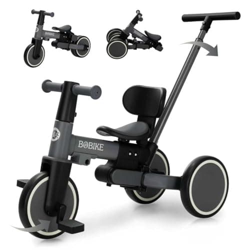 Bobike 5in1 Tricycle for Toddlers 18 Months to 5 Years Old Toddler Bike Kids Tricycle with Push Handle and Backrest Toddler Balance Bike with Easy Assembly for Boys and Girls Purple
