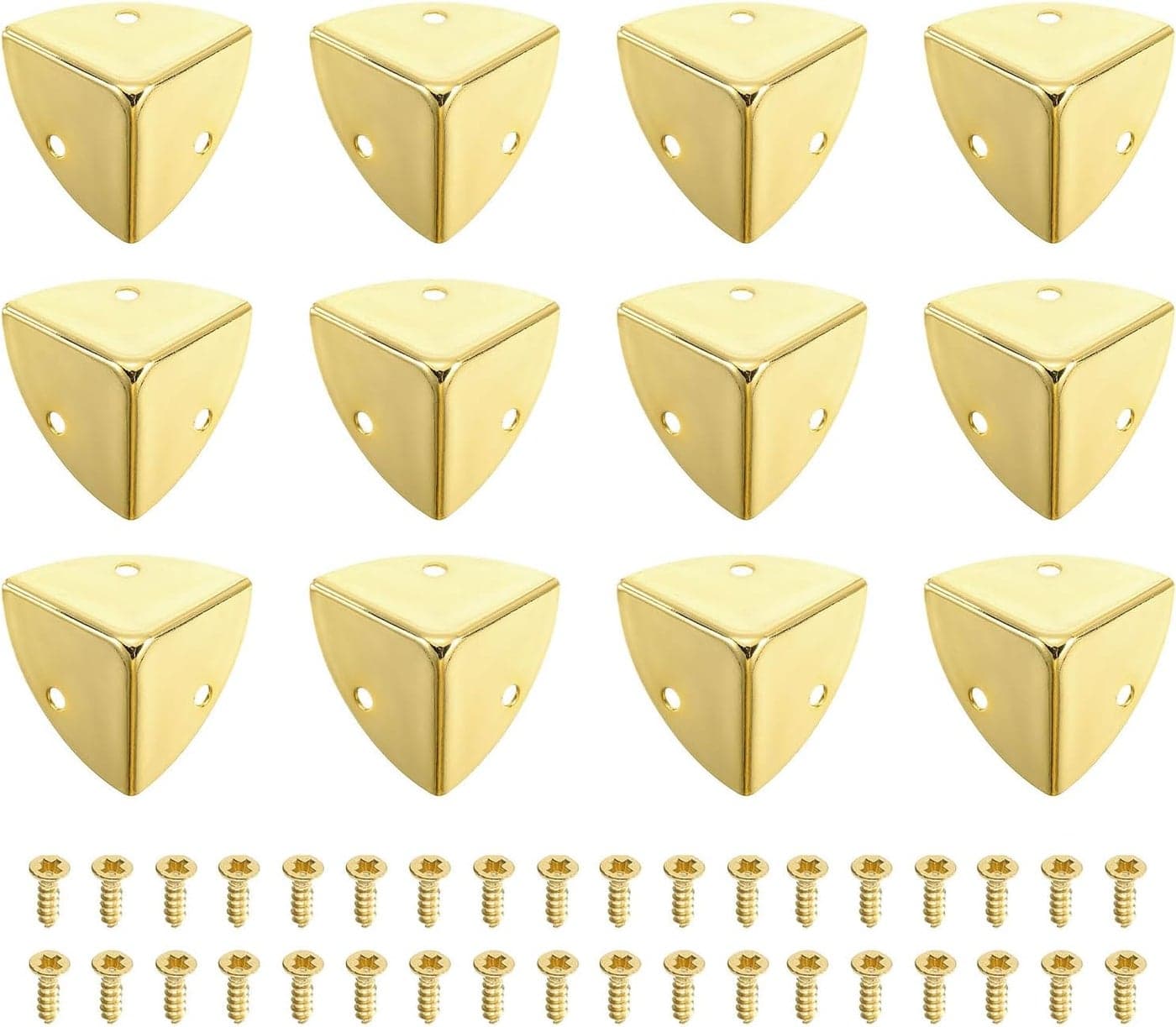 uxcell 12 Pcs Metal Edge Guard 28mm Decorative Box Corner Cover Furniture Corner Edges Protector with Mounting Screws Light Gold