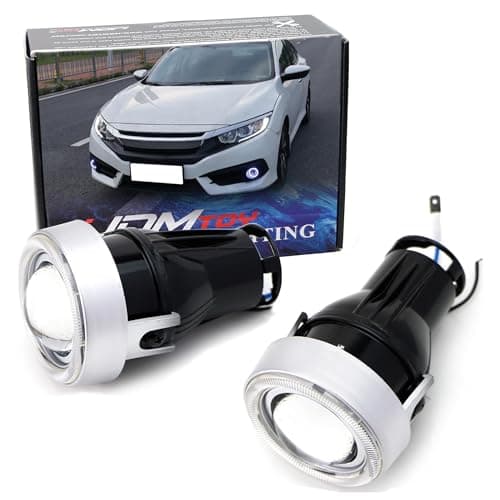 iJDMTOY OEM Replace Xenon White LED Halo Angel Eyes Projector Lens Retrofit Fog Lamps Compatible With 20162021 Honda Civic SedanCoupeHatchback