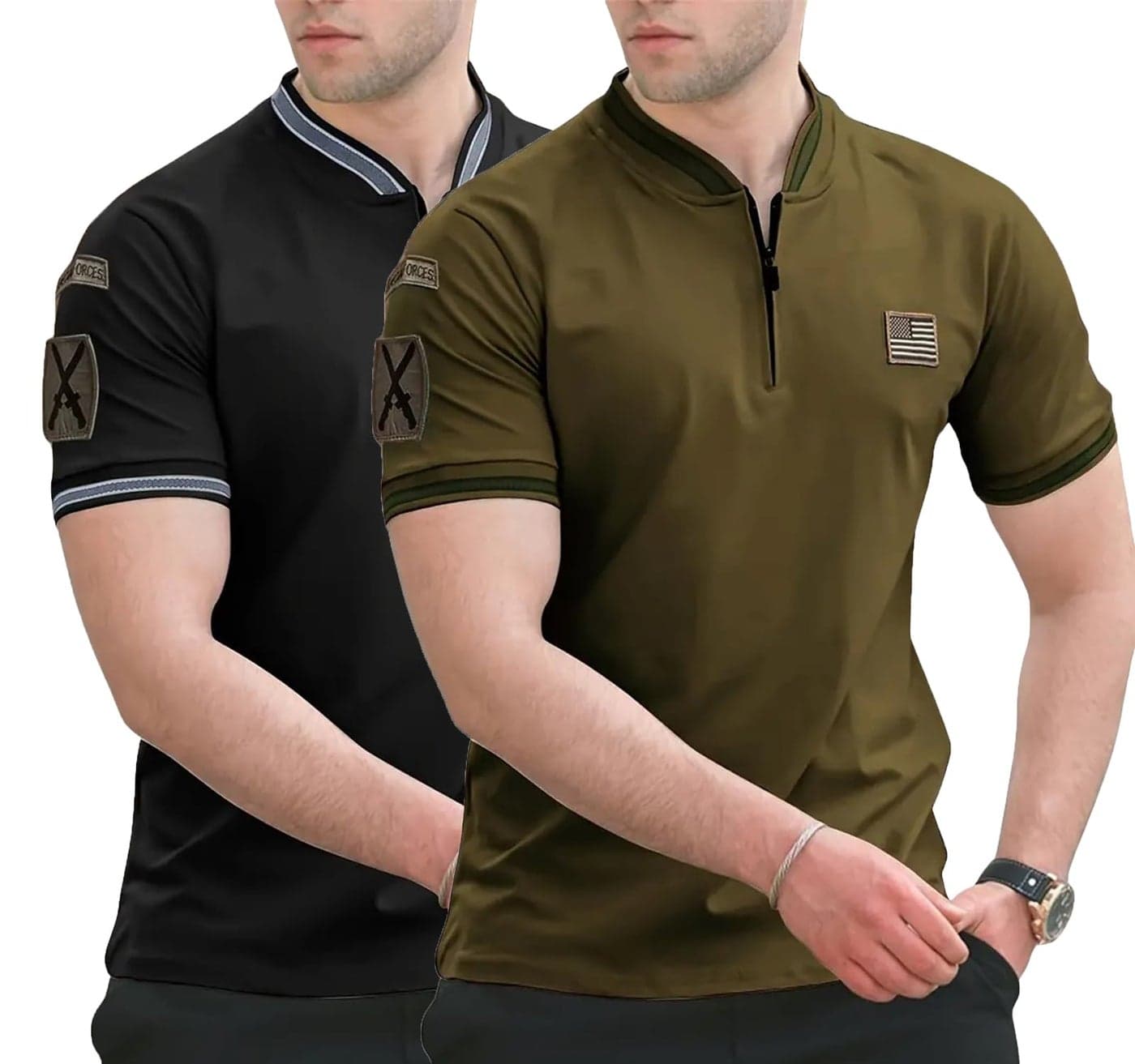 Lymio Polo T Shirt for Men || Men Casual T-Shirt || Polo Available in Combo Pack of 2 (POLO-51-52-Black-OliveGreen-2XL)