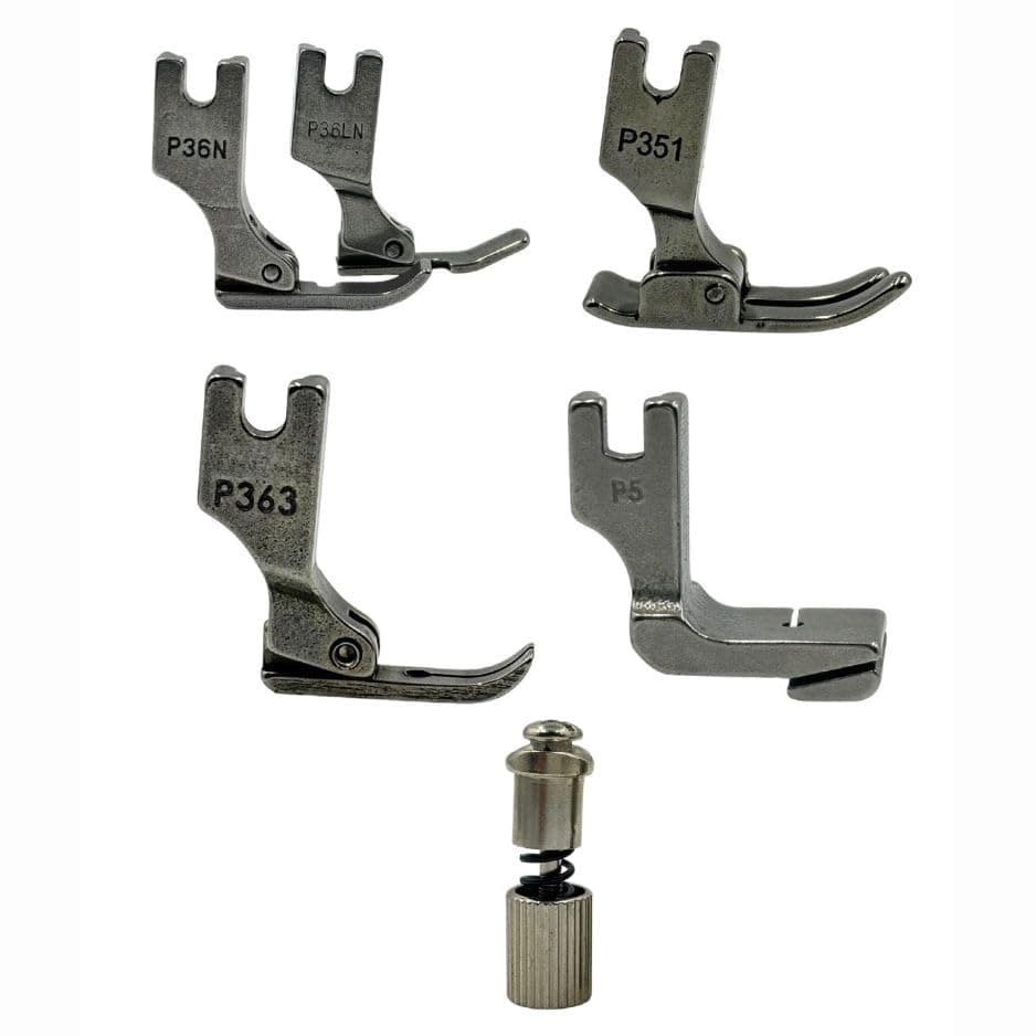 ZENITH Sewing Machine Presser Foot Accessories Combo for Industrial Single Needle Lockstitch Machines,Compatible with Jack, Juki, etc. Steel (P36N & P36LN, P351, P363, P-5, Quick Changer Adapter)