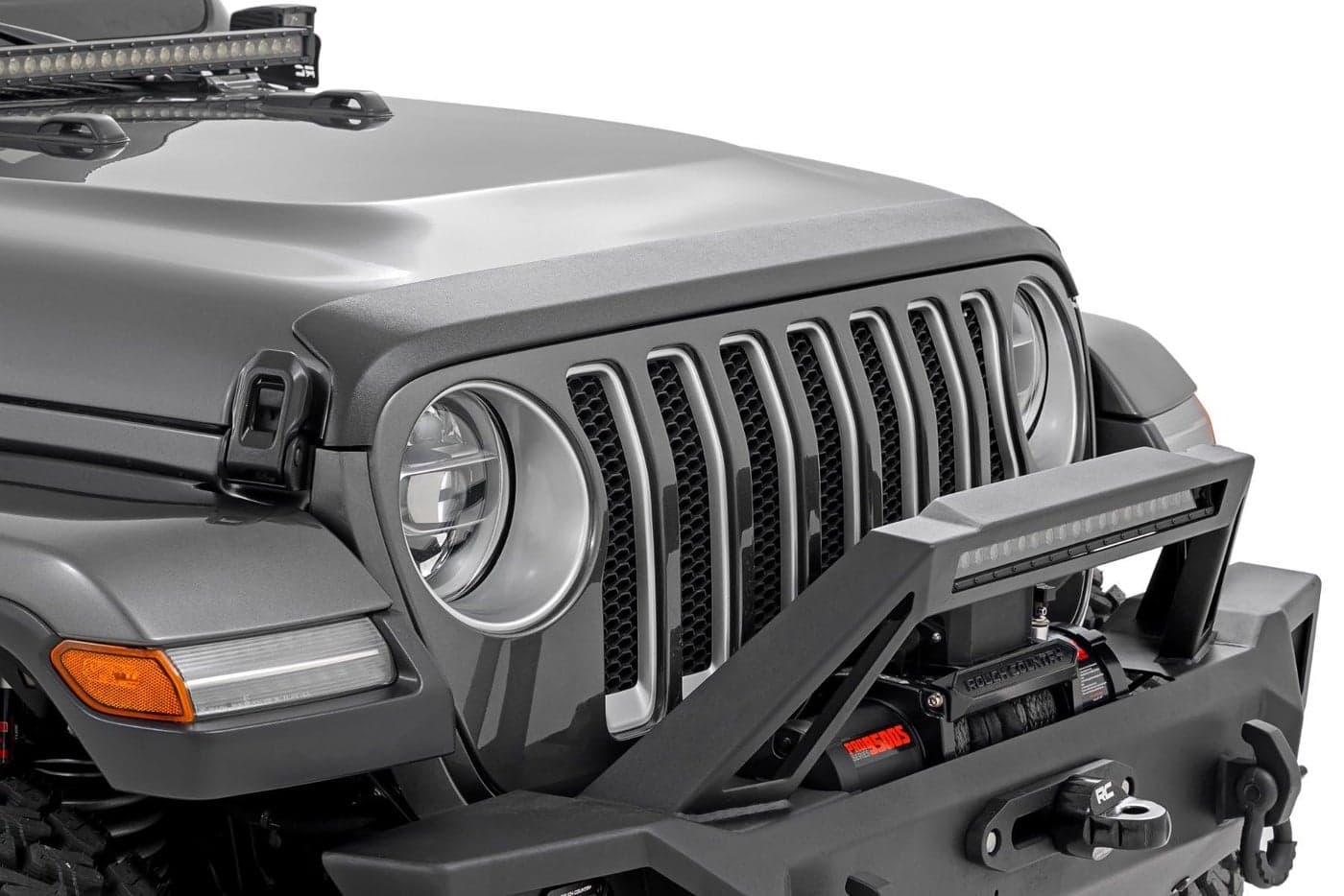 Rough Country Front Hood Protector for Jeep Wrangler JLUnlimited 20182025 HighDensity Thermoplastic UVResistant Easy Install Trail Cladding