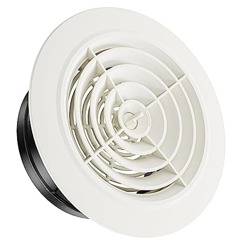 HG POWER 6 Inch Soffit Vent,Round Air Vent Cover with Louver, ABS Adjustable Ceiling Vent Covers for Living Room, Bathroom, Kitchen, Greenhouse, Ventilation System, White - Opening Size 5.75"