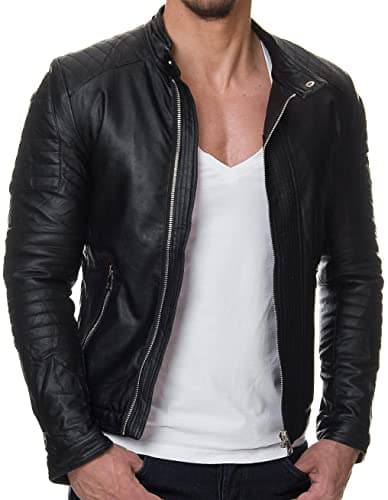 DECIMAL Mens Black REAL Lambskin Leather Biker Jacket VINTAGE GENUINE MOTORCYCLE JACKETS FOR MEN as1 alpha m regular regular BLACK ZIPPER